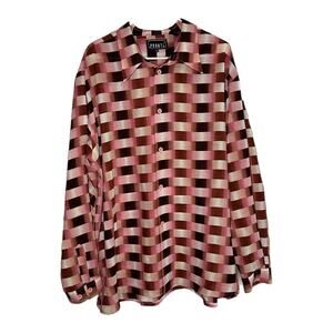 Pronti Collection by Phita Men’s Pink Patterned Button Up Blouse, XXL, Pre-owned